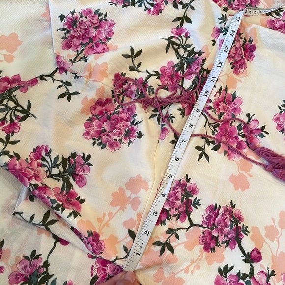 NWT pink lilac cream floral tassel tie midi dress chiffon lined AMELIA 8 or 10 - Picture 6 of 13